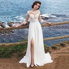 A-Line Long Wedding Dresses Quarter Sleeves Chiffon Long Split Side Sexy Beach Bridal Gowns 2020 Vestidos De Marriage Sheer Lace
A-Line Long Wedding Dresses Quarter Sleeves Chiffon Long Split Side Sexy Beach Bridal Gowns 2020 Vestidos De Marriage Sheer Lace