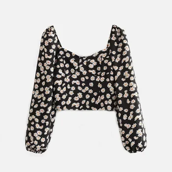 Daisy Printed Women's Crop Top Long Sleeve Square Collar Fashion Blouse Female 2020 Spring Summer Korean Sweet Lady Clothes
Daisy Printed Women's Crop Top Long Sleeve Square Collar Fashion Blouse Female 2020 Spring Summer Korean Sweet Lady Clothes