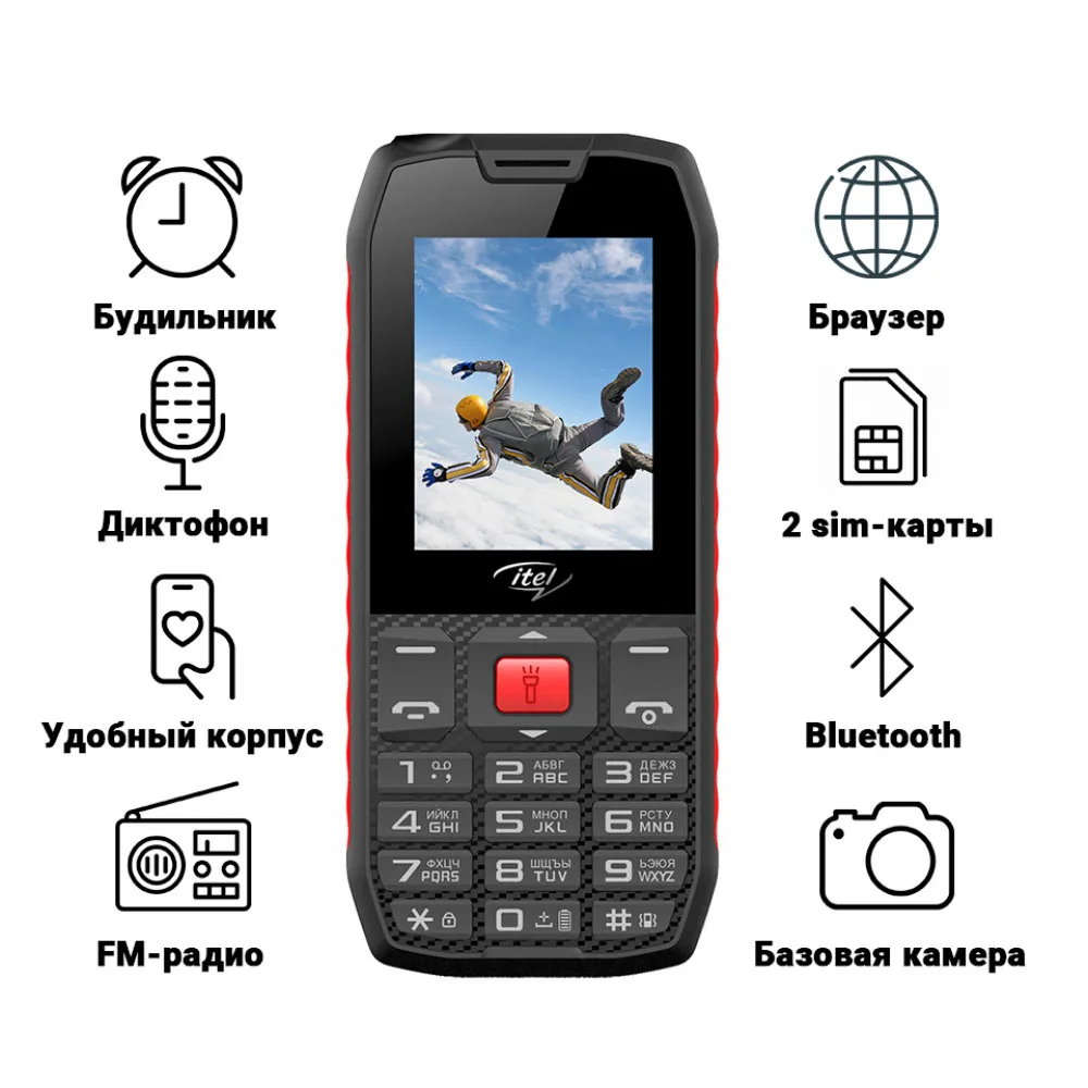 Сотовый телефон ITEL it4510 2.4'' 320x240 32MB RAM up to 32GB flash 0.08Mpix 2 Sim 2G BT v2.1 Micro-USB 1500mAh |
