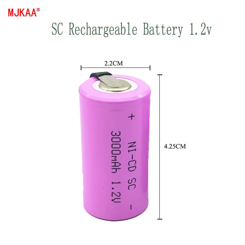 10Pcs SC 1.2V 3000MAH rechargeable battery 4/5 SC Sub C ni-cd cell with welding tabs for electric drill screwdriver
10Pcs SC 1.2V 3000MAH rechargeable battery 4/5 SC Sub C ni-cd cell with welding tabs for electric drill screwdriver