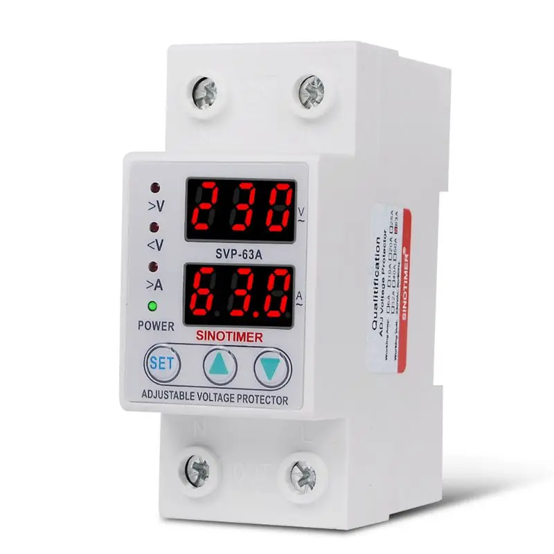 63A 230V Din Rail Adjustable Over Under Voltage Protective Device Protector Current Limit Protection Voltmeter
63A 230V Din Rail Adjustable Over Under Voltage Protective Device Protector Current Limit Protection Voltmeter