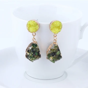 

Vintage Boho Simulated Stone Druzy Resin Earrings Drop Earrings For Women Jewelry Statement Pendientes Mujer Moda 2019 Ohrringe