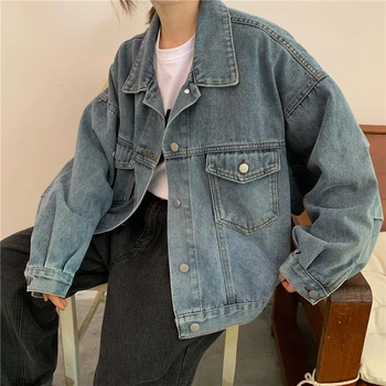 Autumn Denim Jacket 2020 New Korean Women Loose Retro Short Single-breasted Long Sleeve Coat 
Autumn Denim Jacket 2020 New Korean Women Loose Retro Short Single-breasted Long Sleeve Coat