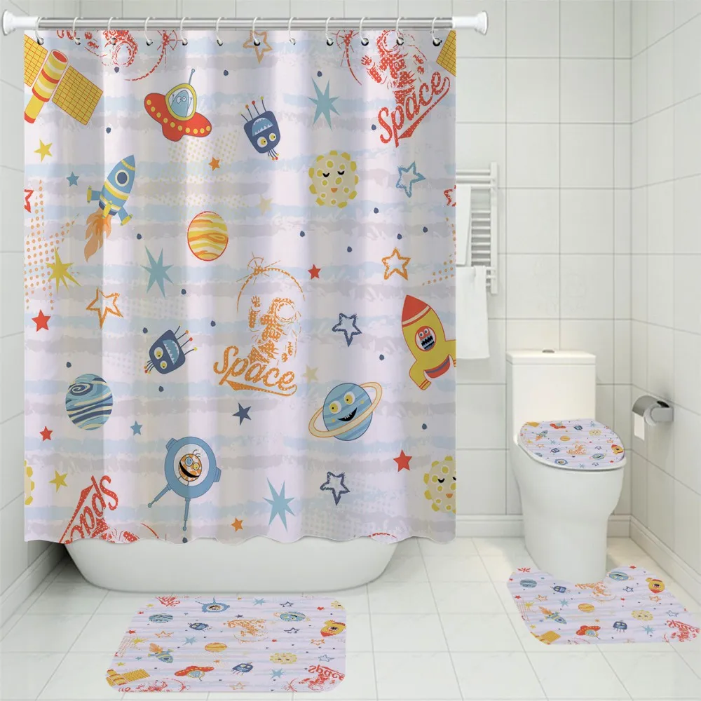 Astronaut Planet Shower Curtain 4 Pieces Sets with Non-Slip Rugs Toilet Lid Cover Bath Mat and Hooks Waterproof Shower Curtain
Astronaut Planet Shower Curtain 4 Pieces Sets with Non-Slip Rugs Toilet Lid Cover Bath Mat and Hooks Waterproof Shower Curtain