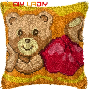 Latch Hook Cushion Pink Teddy Bear Pillow Case Acrylic Yarn Sofa Pillow Printed Color Canvas Crochet Cushion Cover Hobby & Craft 
Latch Hook Cushion Pink Teddy Bear Pillow Case Acrylic Yarn Sofa Pillow Printed Color Canvas Crochet Cushion Cover Hobby & Craft