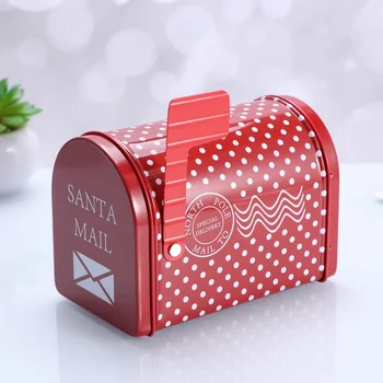 

Christmas Theme Gift Box Mailbox Shape Creative Tinplate Post Box for Candy Toys Decoration (Dot Pattern)