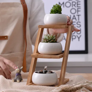1 Set Modern Minimalist White Ceramic Flowerpot Succulent Plant Pot 3 Bonsai Planters with 3-Tier Bamboo Shelf Home Garden Decor
1 Set Modern Minimalist White Ceramic Flowerpot Succulent Plant Pot 3 Bonsai Planters with 3-Tier Bamboo Shelf Home Garden Decor
