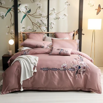 Luxury Chinese Style Flowers Embroidery 100S Satin Egyptian Cotton Bedding Set Duvet Cover Bed Linen Fitted Sheet Pillowcases
Luxury Chinese Style Flowers Embroidery 100S Satin Egyptian Cotton Bedding Set Duvet Cover Bed Linen Fitted Sheet Pillowcases