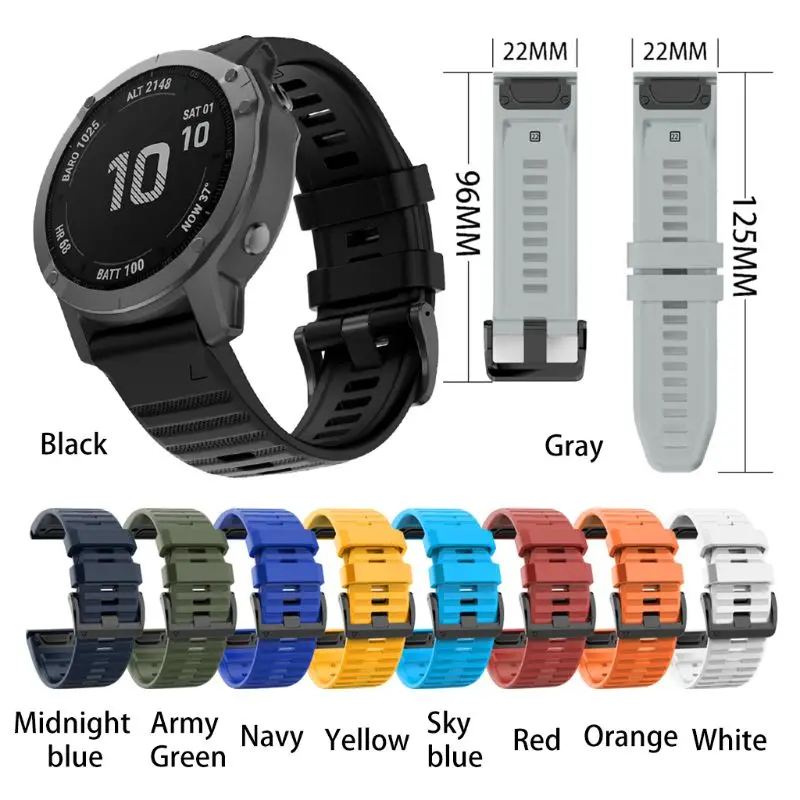 22mm Sports Watch Strap Quick Release Silicone Wrist Band for Gar-min Fenix6/5/5Plus/Forerunner 935/Approach S60 Watch
22mm Sports Watch Strap Quick Release Silicone Wrist Band for Gar-min Fenix6/5/5Plus/Forerunner 935/Approach S60 Watch