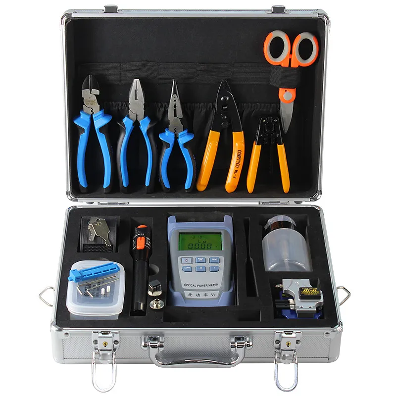 Fiber Optic FTTH Tool Kit with SKL-8A Cleaver and Optical Power Meter 10MW Visual Fault Locator wire stripper toolbox set | Мобильные