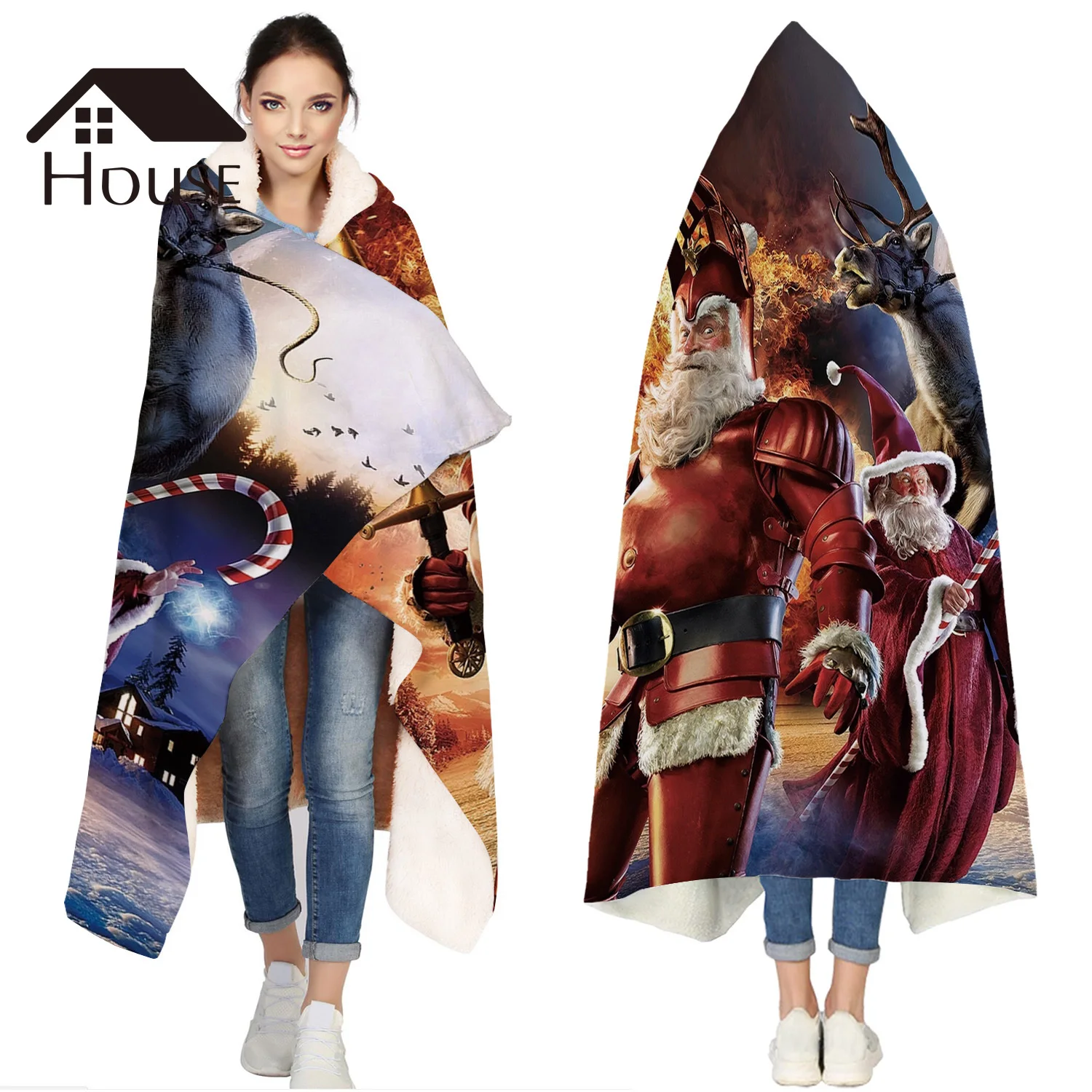 Merry Christams Elk And Santa Portable Wearable Fluffy Custom Hooded Blanket Fleece Hooded Throw WrapBed Blanket 
Merry Christams Elk And Santa Portable Wearable Fluffy Custom Hooded Blanket Fleece Hooded Throw WrapBed Blanket