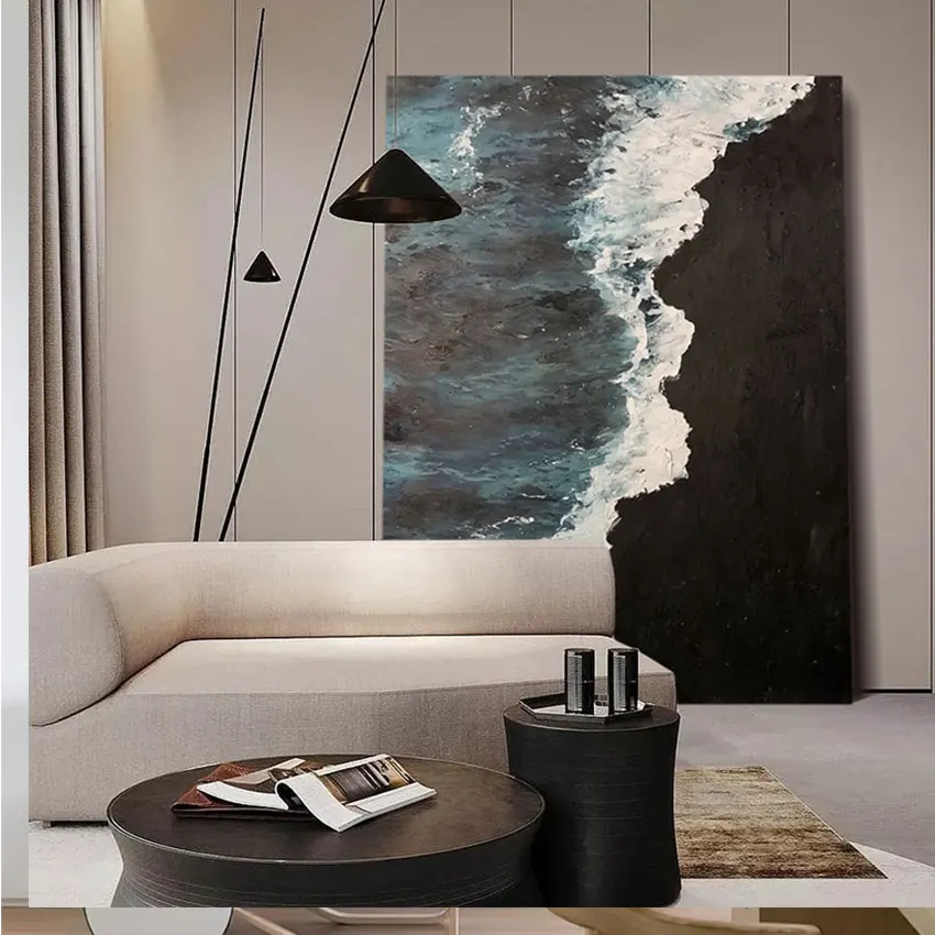 

High Quality Sea Wave Abstract Wall Art Paintings Handpainted Oil Painting On Canvas Western Restaurant Good Artwork No Framed