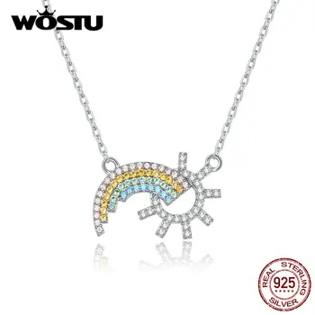 WOSTU 925 Sterling Silver Rainbow & Sun Necklace Colorful Zircon Chain Link For Women Wedding Necklace Fashion Jewelry BKN366
WOSTU 925 Sterling Silver Rainbow & Sun Necklace Colorful Zircon Chain Link For Women Wedding Necklace Fashion Jewelry BKN366