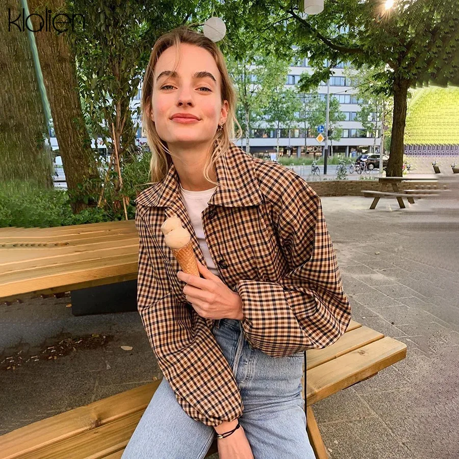 KLALIEN women casual coat single button full sleeve turn-down collar plaid jacket fashion female slim outwear 2019 new autumn
KLALIEN women casual coat single button full sleeve turn-down collar plaid jacket fashion female slim outwear 2019 new autumn
