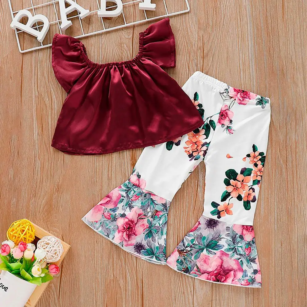 Kids Clothes Set 2Pcs Toddler Baby Kids Girls Solid Off Shoulder Tops+Floral Pants Set Outfits Ropa de bebe
Kids Clothes Set 2Pcs Toddler Baby Kids Girls Solid Off Shoulder Tops+Floral Pants Set Outfits Ropa de bebe
