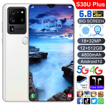 S30U Plus Mobile Phone 6.8 Inch Global Version 4800mAh 12GB RAM 512GB ROM 8 Core Snapdragon 855 4G5G LTE Android Smartphones S20
S30U Plus Mobile Phone 6.8 Inch Global Version 4800mAh 12GB RAM 512GB ROM 8 Core Snapdragon 855 4G5G LTE Android Smartphones S20