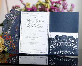 50pcs Blue Invitation Cards White Color Laser Cut Pocket with Ribbon and Pearl for Wedding/Quinceanera/Birthday
50pcs Blue Invitation Cards White Color Laser Cut Pocket with Ribbon and Pearl for Wedding/Quinceanera/Birthday