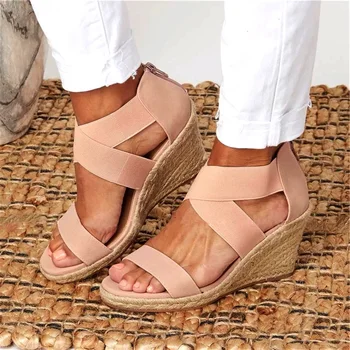 Summer Women Sandals Elastic Band Vintage Wedges Shoes Woman Peep Toe Cover Heel Hemp Bottom Lady Sandals Female Plus Size 2020
Summer Women Sandals Elastic Band Vintage Wedges Shoes Woman Peep Toe Cover Heel Hemp Bottom Lady Sandals Female Plus Size 2020