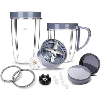 Cups&Blade&Cups Lid&Gear&Shock Pads Replacement Parts Kit 14-Piece Set Replacement Part for NutriBullet 900W/600W Series
Cups&Blade&Cups Lid&Gear&Shock Pads Replacement Parts Kit 14-Piece Set Replacement Part for NutriBullet 900W/600W Series
