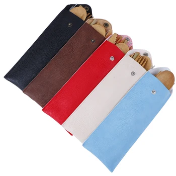 New 6pcs Bamboo Travel Utensil Set Wooden Spoon Fork Chopsticks Straw With Cleaning Brush And Leather Case Tableware Cutlery Set 
New 6pcs Bamboo Travel Utensil Set Wooden Spoon Fork Chopsticks Straw With Cleaning Brush And Leather Case Tableware Cutlery Set