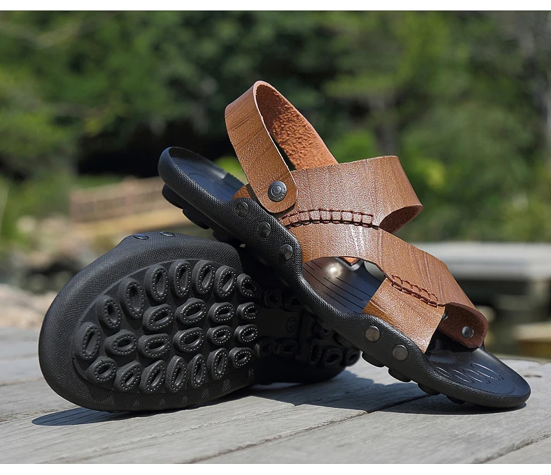 Sandały męskie zrobione ze skóry przezroczyste, rzymskie letnie buty - Sandalias Cuero Hombre Sandalia Rasteira Homme Sandale Ete - Wianko - 22