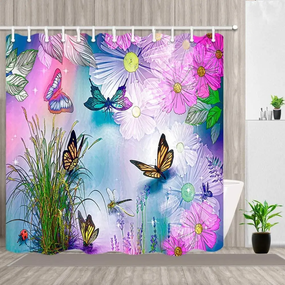 Flowers and Plants Butterfly Shower Curtain Set Colorful Nordic Natural Floral Hand Painted Art Fabric Decor Bathroom Curtains
Flowers and Plants Butterfly Shower Curtain Set Colorful Nordic Natural Floral Hand Painted Art Fabric Decor Bathroom Curtains
