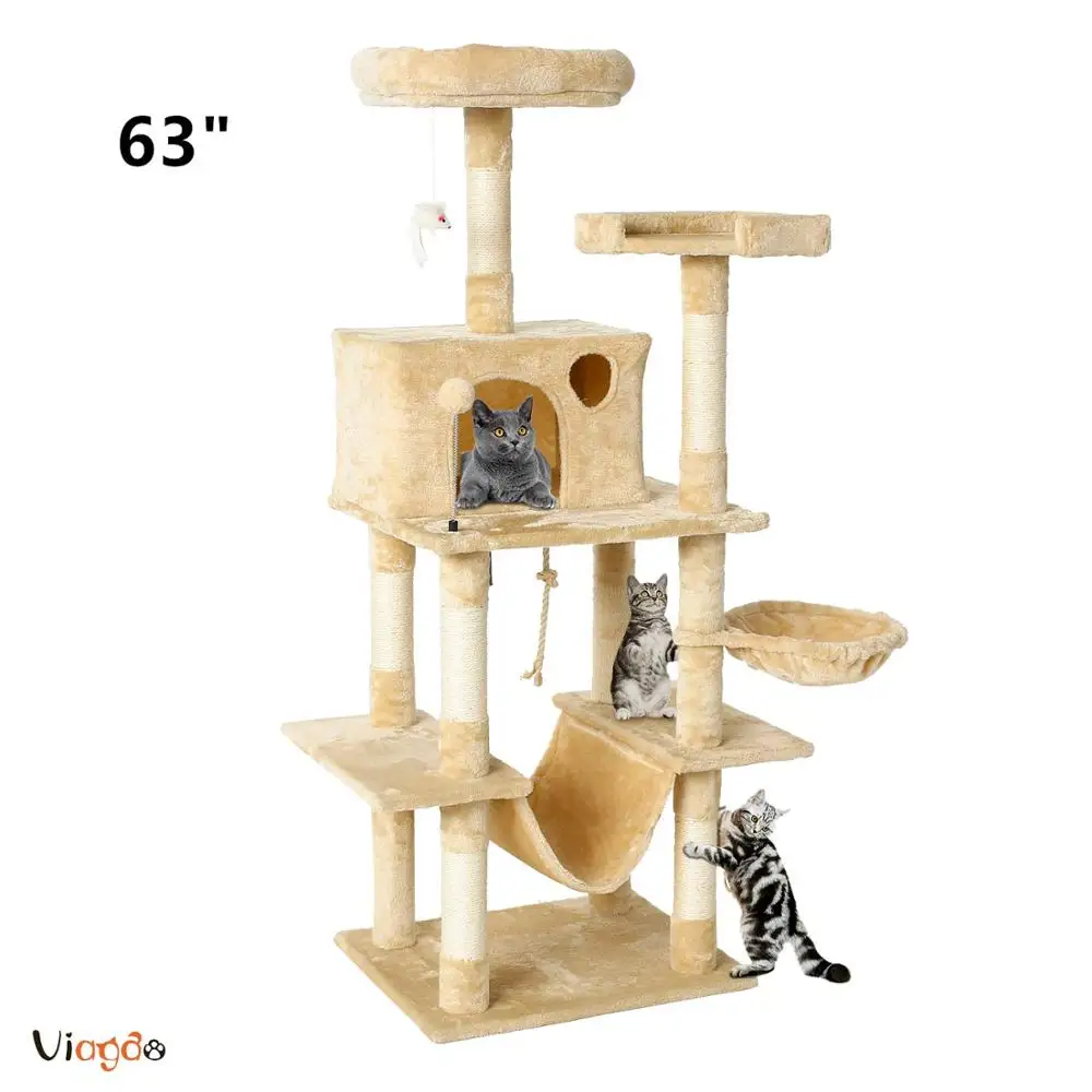 Cat Tree Tower House Furniture 63 in Multi-Level Cat Condo Cat Activity Tree Playground for Large Cat with Scratching Post
Cat Tree Tower House Furniture 63 in Multi-Level Cat Condo Cat Activity Tree Playground for Large Cat with Scratching Post
