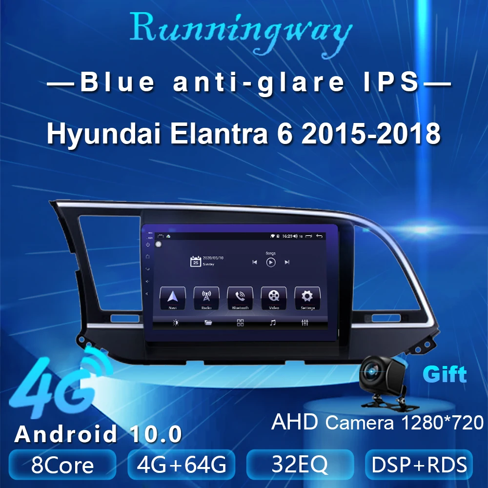 Фото Runningway Android 2017 5G автомобильный DVD-плеер для Hyundai Elantra 6 2015-2018 4G + 64G автомобильное