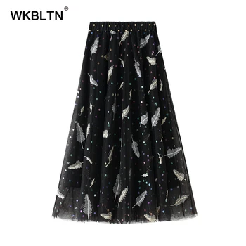 A-Line Skirt Half Length Elastic Women Skirt Feather Embroidery High Waist Elegant Skirt 2020 Spring Autumn Midi Skirt
A-Line Skirt Half Length Elastic Women Skirt Feather Embroidery High Waist Elegant Skirt 2020 Spring Autumn Midi Skirt
