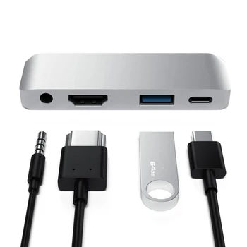 4 In 1 USB C Hub Aluminum alloy shell Type C To HDMI 4K USB 3.0 Type-C 3.5mm Audio Jack Adapter Supports 18W Fast Charging
4 In 1 USB C Hub Aluminum alloy shell Type C To HDMI 4K USB 3.0 Type-C 3.5mm Audio Jack Adapter Supports 18W Fast Charging