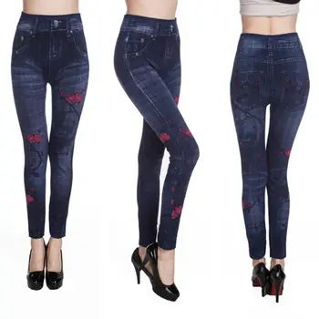 Fashion Women Sexy High Waist Leggings Seamless Imitation Denim Print Wrap Leg Pants 
Fashion Women Sexy High Waist Leggings Seamless Imitation Denim Print Wrap Leg Pants
