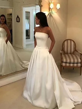 Weilinsha Elegant Satin Wedding Dress Strapless Sleeveless Simple Bridal Dresses Sweep Train A Line Vestido De Novia
Weilinsha Elegant Satin Wedding Dress Strapless Sleeveless Simple Bridal Dresses Sweep Train A Line Vestido De Novia