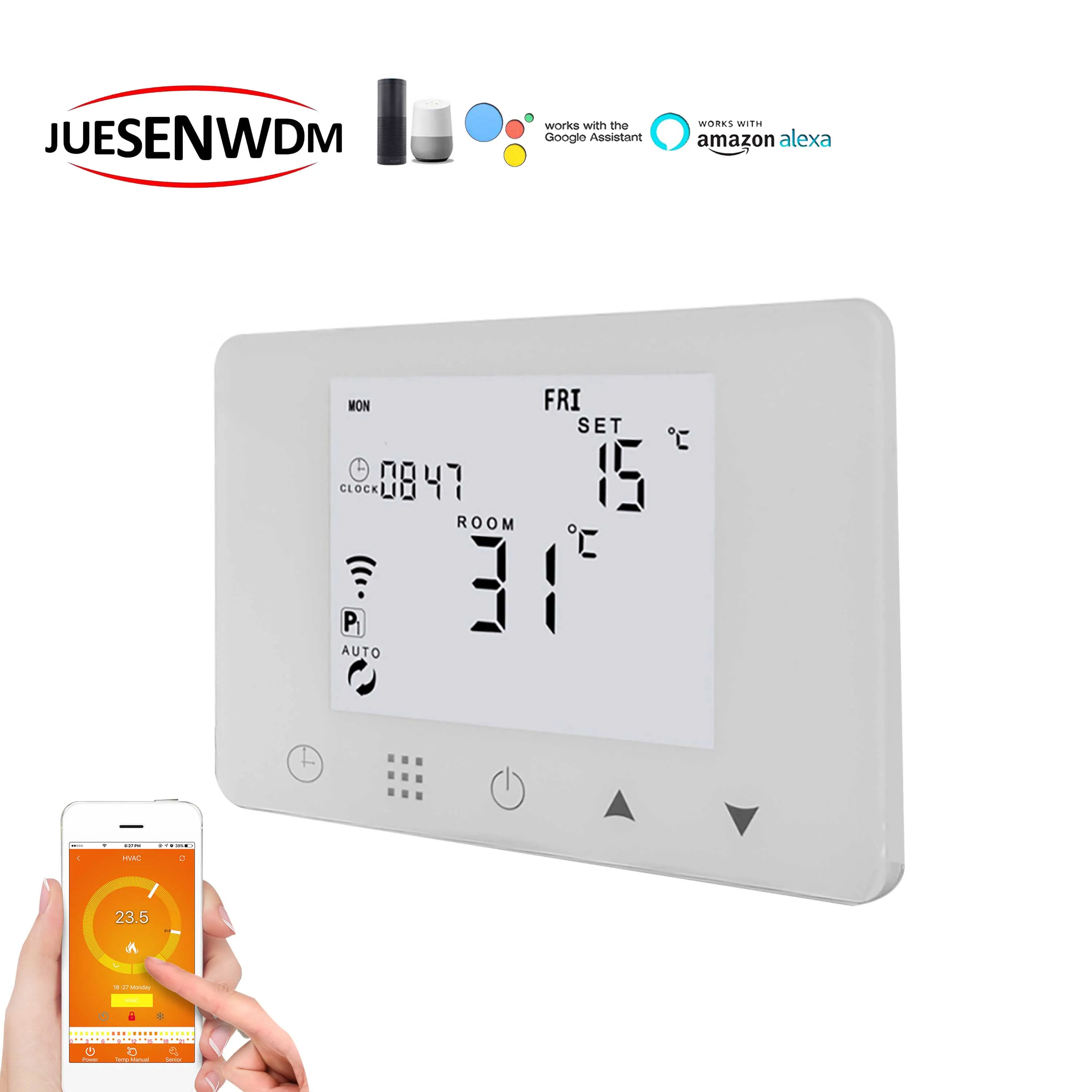 TUYA floor thermostat wifi rf wireless room temperature control for Optional electric heating, bolier, radiator
TUYA floor thermostat wifi rf wireless room temperature control for Optional electric heating, bolier, radiator