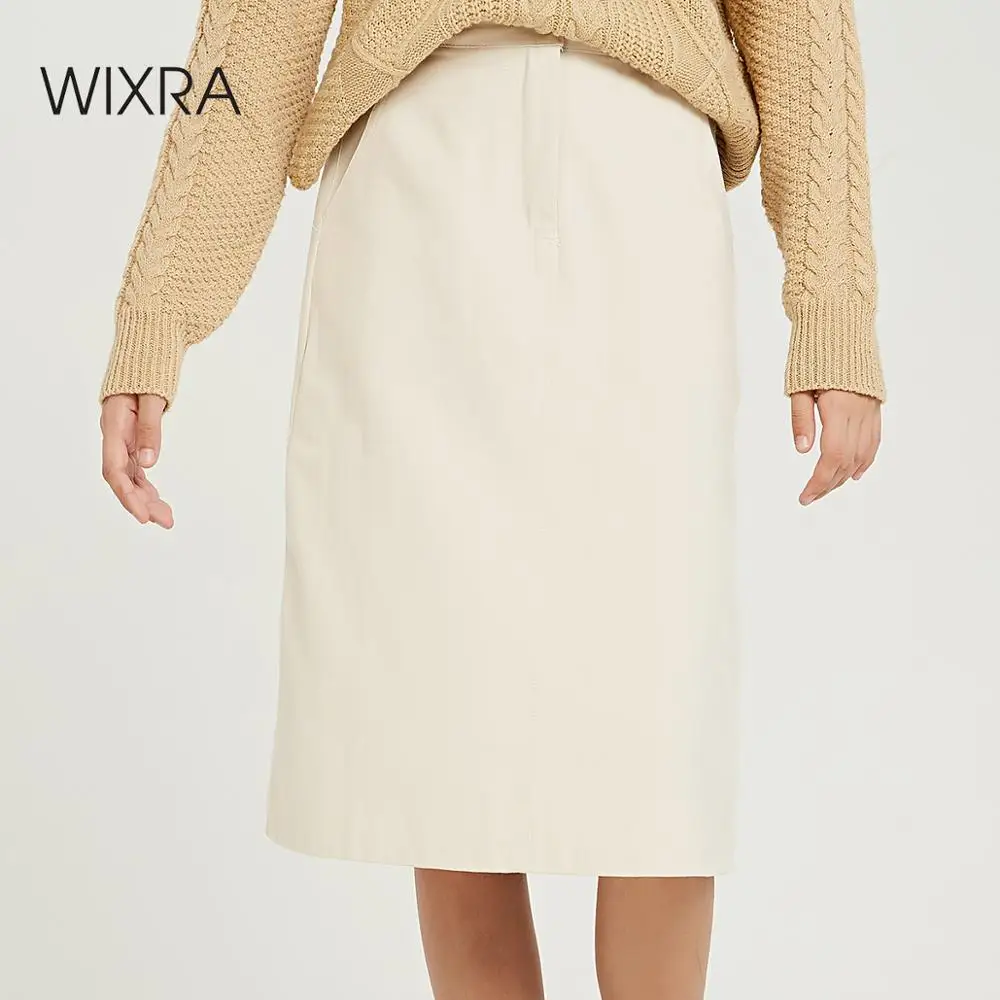 Wixra Casual Skirts Womens Midi Knee Length Korean Elegant Button Solid High Waist Female Skirt Summer Autumn 
Wixra Casual Skirts Womens Midi Knee Length Korean Elegant Button Solid High Waist Female Skirt Summer Autumn