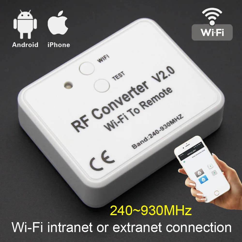 WiFi to RF Converter multi frequency rolling code brands 330 433 868 MHz WiFi Switch Socket Relay module Breaker remote control
WiFi to RF Converter multi frequency rolling code brands 330 433 868 MHz WiFi Switch Socket Relay module Breaker remote control