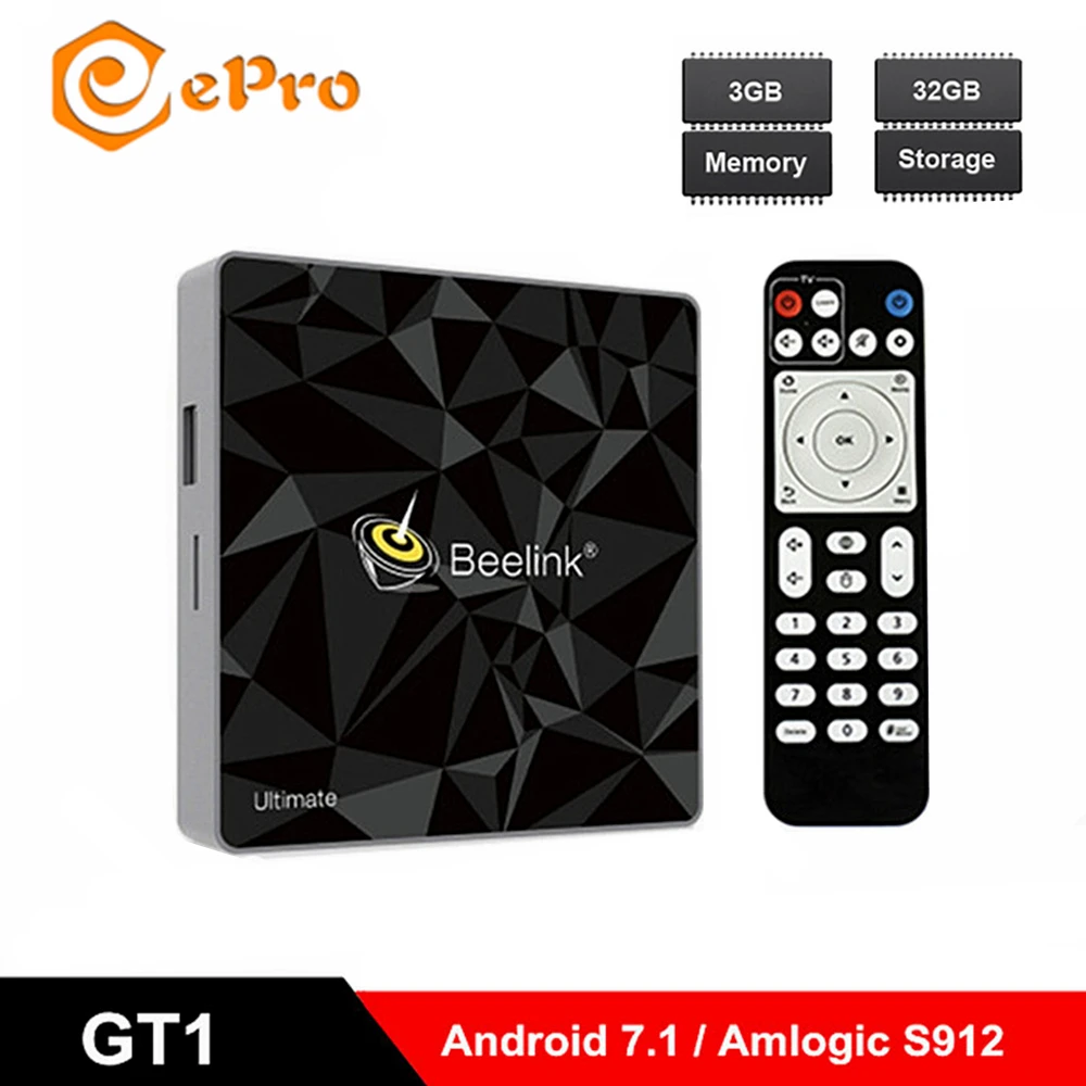 ТВ-бокс GT1 Ultimate S912 3 ГБ 32 Android 7 1 Beelink Amlogic TV Box 2 4G 5 8G Dual WIFI BT4.0 медиаплеер | Электроника