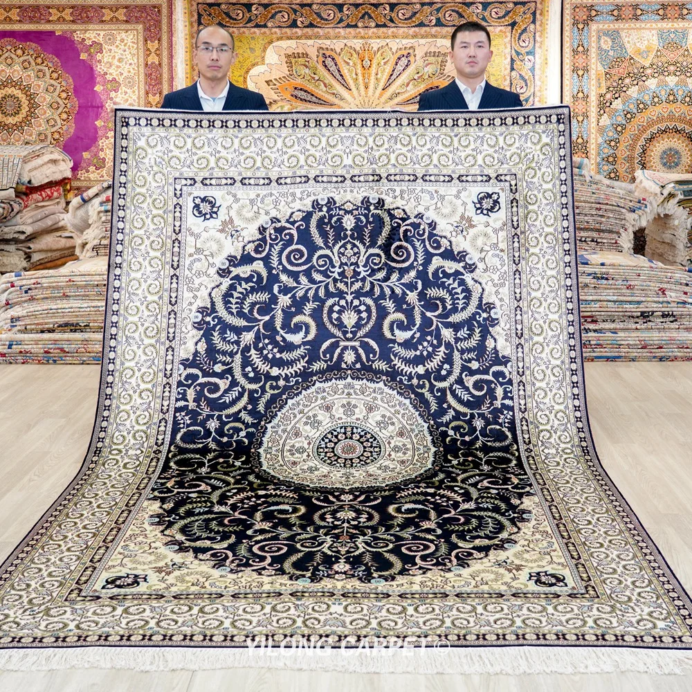 6'x9' Traditional Qum Persian Silk Carpet Oriental Handmade Rug for Living Room (LH955B) 
6'x9' Traditional Qum Persian Silk Carpet Oriental Handmade Rug for Living Room (LH955B)