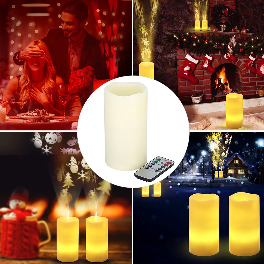 LED Candle Light Christmas Rotating Creative Paraffin Candle Projection Lamp Remote Control Portable Candle Night Light Decor
LED Candle Light Christmas Rotating Creative Paraffin Candle Projection Lamp Remote Control Portable Candle Night Light Decor
