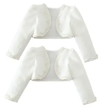 Baby Girls Satin Long Sleeve Bolero Shrug Handmade Imitation Pearl Beading Weddi 
Baby Girls Satin Long Sleeve Bolero Shrug Handmade Imitation Pearl Beading Weddi