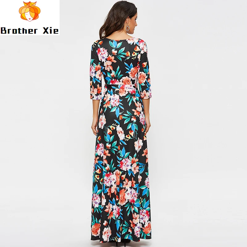 Women Elegant Long Dress 2020 Sexy V Neck Printed Boho Styles Dresses Half Sleeve Caual Maxi Sashes Dress Plus Size Vestidos
Women Elegant Long Dress 2020 Sexy V Neck Printed Boho Styles Dresses Half Sleeve Caual Maxi Sashes Dress Plus Size Vestidos