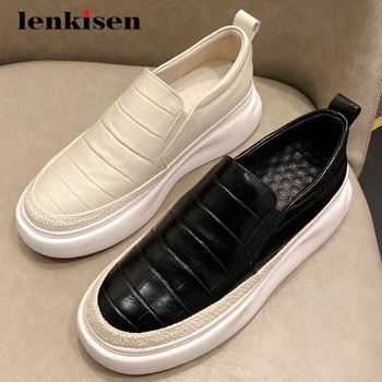 Lenkisen preppy style real leather striped recommend white sneaker round toe thick med heel slip on maiden vulcanized shoes L96
Lenkisen preppy style real leather striped recommend white sneaker round toe thick med heel slip on maiden vulcanized shoes L96