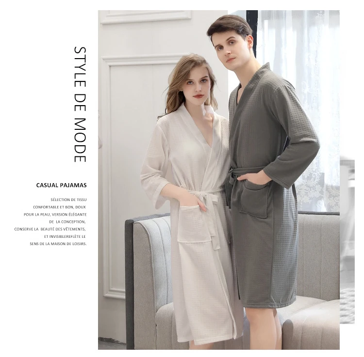 Waliicorners Autumn couple bathrobe thin section quick-drying absorbent for men and women for Bridesmaid Robes solid color couple bathrobe 13 Hc49db01d240e47daa2f1cce1b4bbe060L