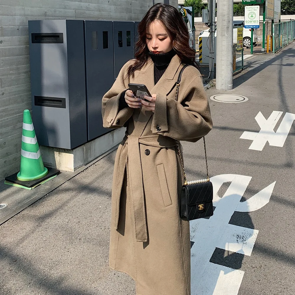 Photo Shoot Mid-length Woolen Jacket 2019 Winter New Style WOMEN'S Dress Retro Large Lapel Waist Hugging Lace-up Woolen Overcoat 
Photo Shoot Mid-length Woolen Jacket 2019 Winter New Style WOMEN'S Dress Retro Large Lapel Waist Hugging Lace-up Woolen Overcoat