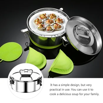 Multifunctional Steam Pot Cooking Boiler Silver Stockpot Stainless Steel Steamer
Multifunctional Steam Pot Cooking Boiler Silver Stockpot Stainless Steel Steamer