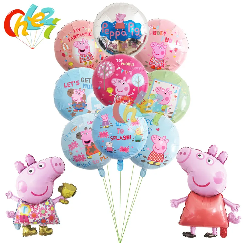 

9 pcs Peppa Pig George Foil balloons Happy birthday party decorations kids Baloons Air Helium globos baby shower Birthday Balon