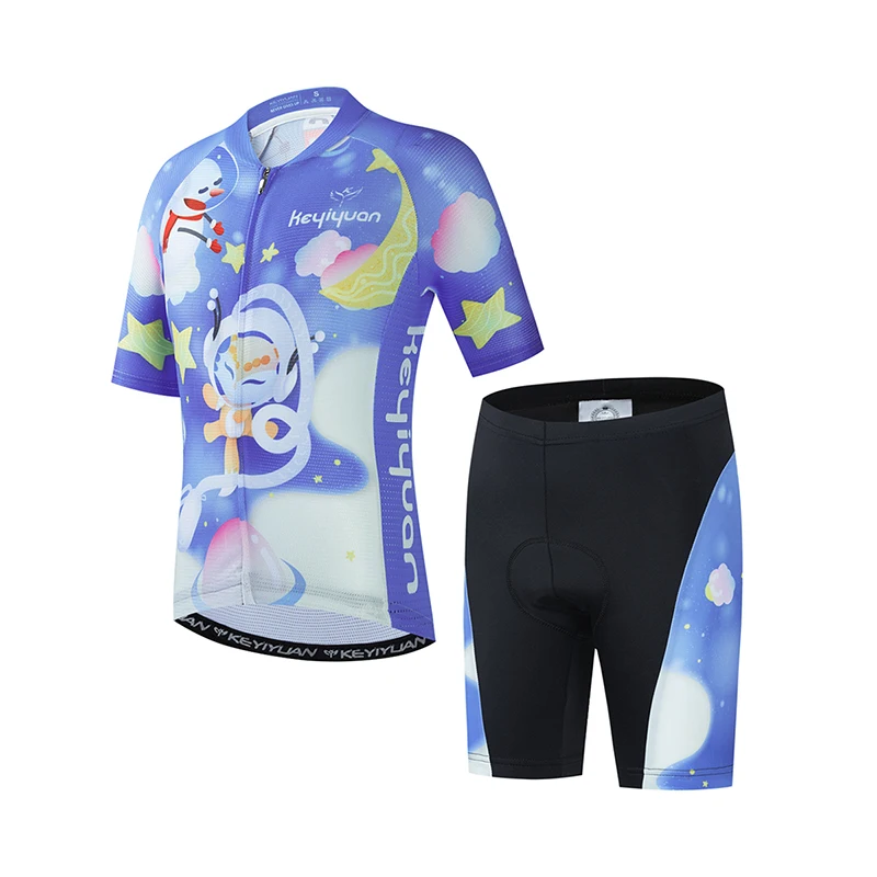 

KEYIYUAN 2022 New Kids Cycling Jersey Set Summer Short Sleeve Bicycle Clothing MTB Child Bike Wear Suit Abbigliamento Ciclismo