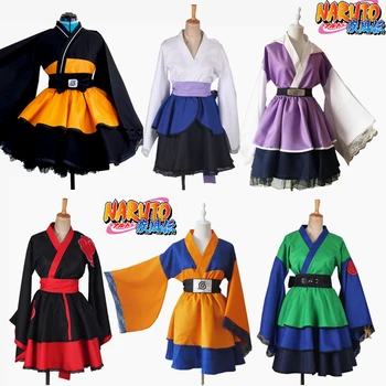 

Anime Naruto Cosplay Costume Uzumaki Naruto Lolita Clothes Uchiha Sasuke Kimono Dress Akatsuki Lolita Dress Women Uniforms