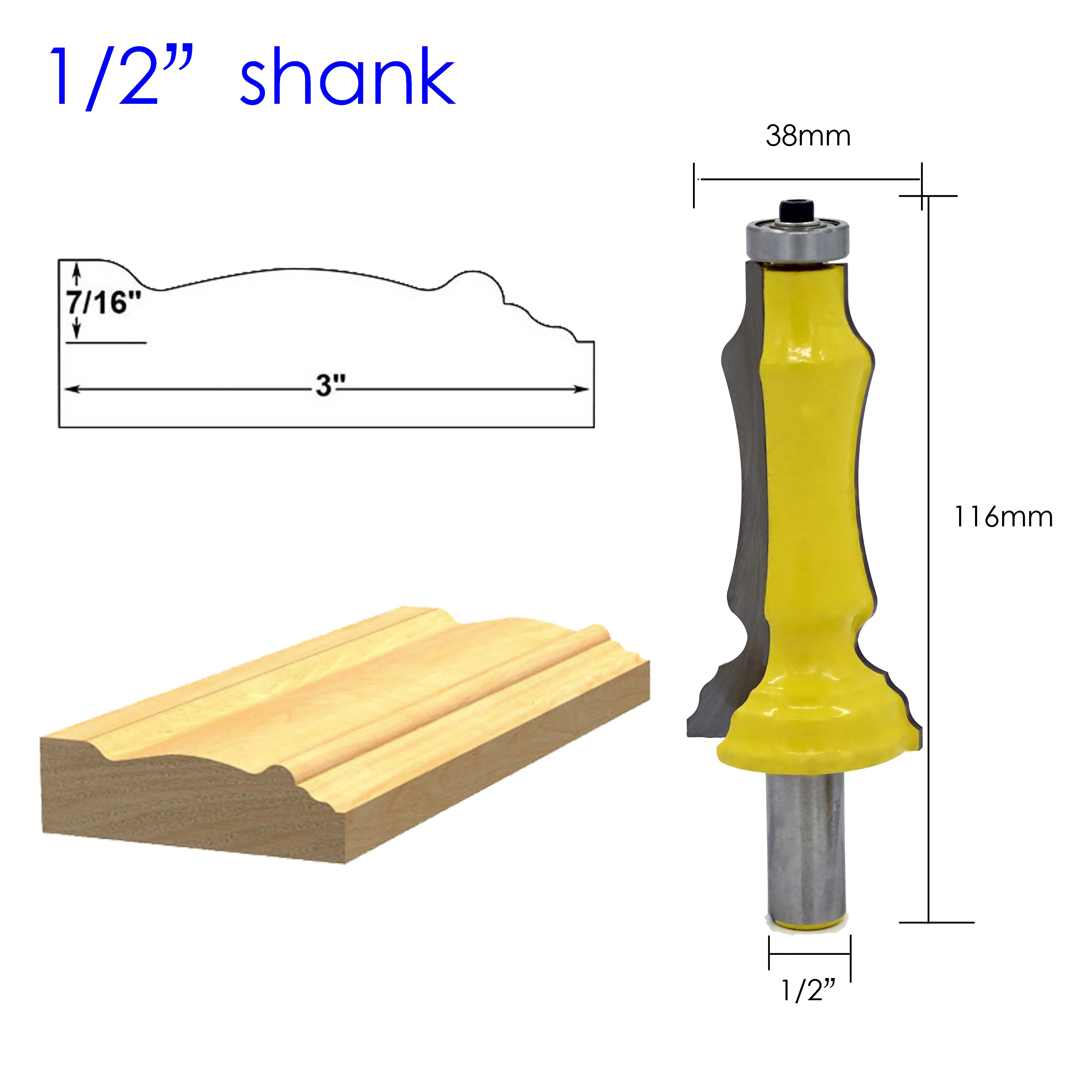 1/2" Shank Door Window Line Casing Router Bit Woodworking Milling Cutter for Wood Bit Tungsten Cobalt Alloy
1/2" Shank Door Window Line Casing Router Bit Woodworking Milling Cutter for Wood Bit Tungsten Cobalt Alloy