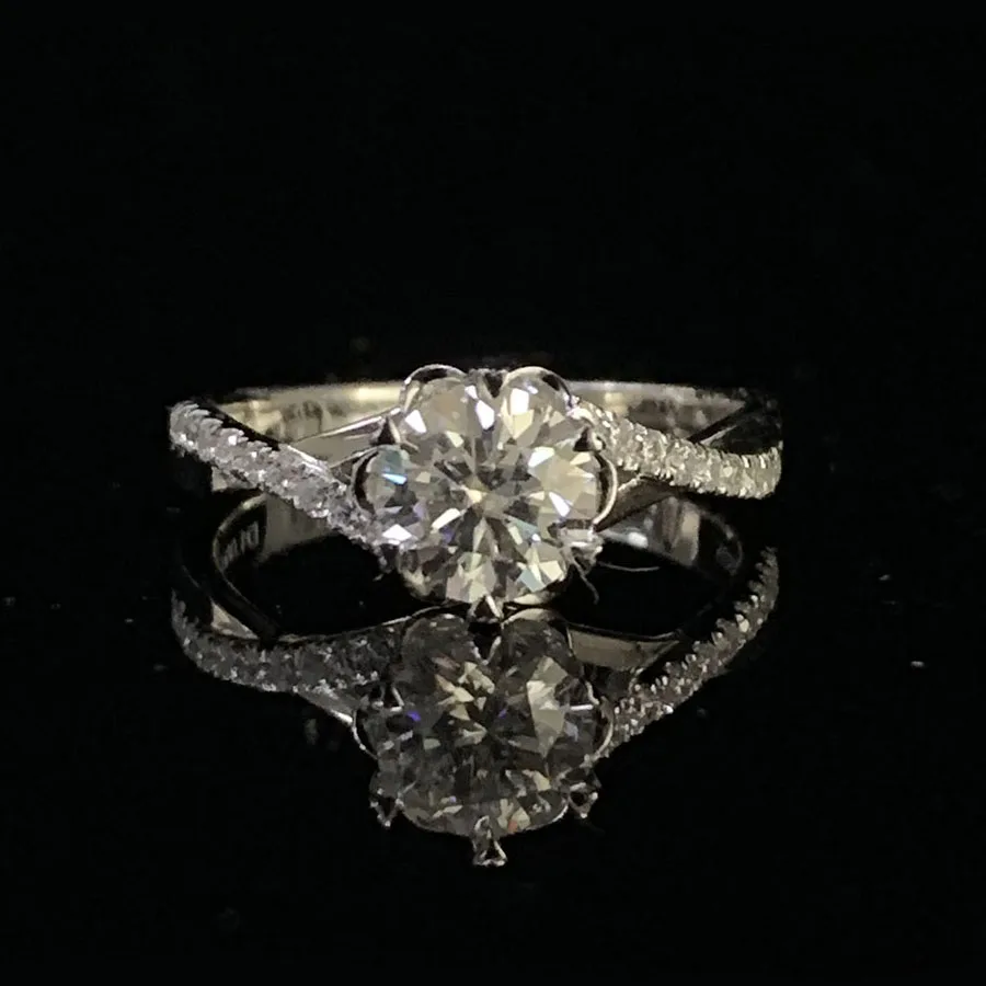 Женское серебряное кольцо Moissanite романтическое в форме цветка 1 карат 2 карата 3