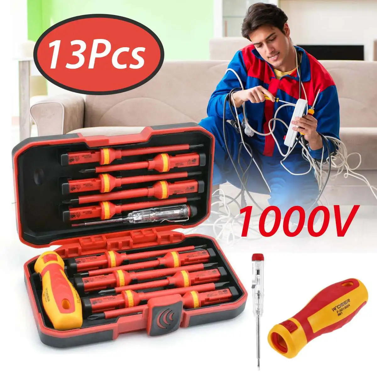 13 Pcs/set VDE Insulated Screwdriver Set CR-V Voltage 1000V Magnetic Phillips Slotted Screwdriver Durable Hand Tools 
13 Pcs/set VDE Insulated Screwdriver Set CR-V Voltage 1000V Magnetic Phillips Slotted Screwdriver Durable Hand Tools